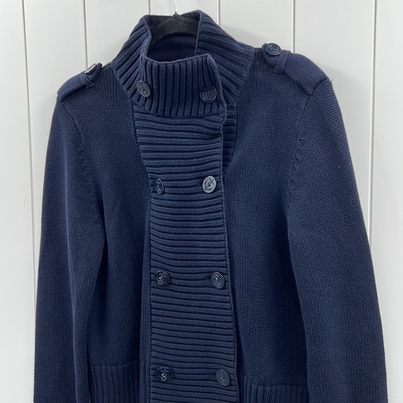 Lauren Ralph Lauren Cardigan Faux Double Breasted Button Sweater Navy Blue Large - Picture 4 of 9